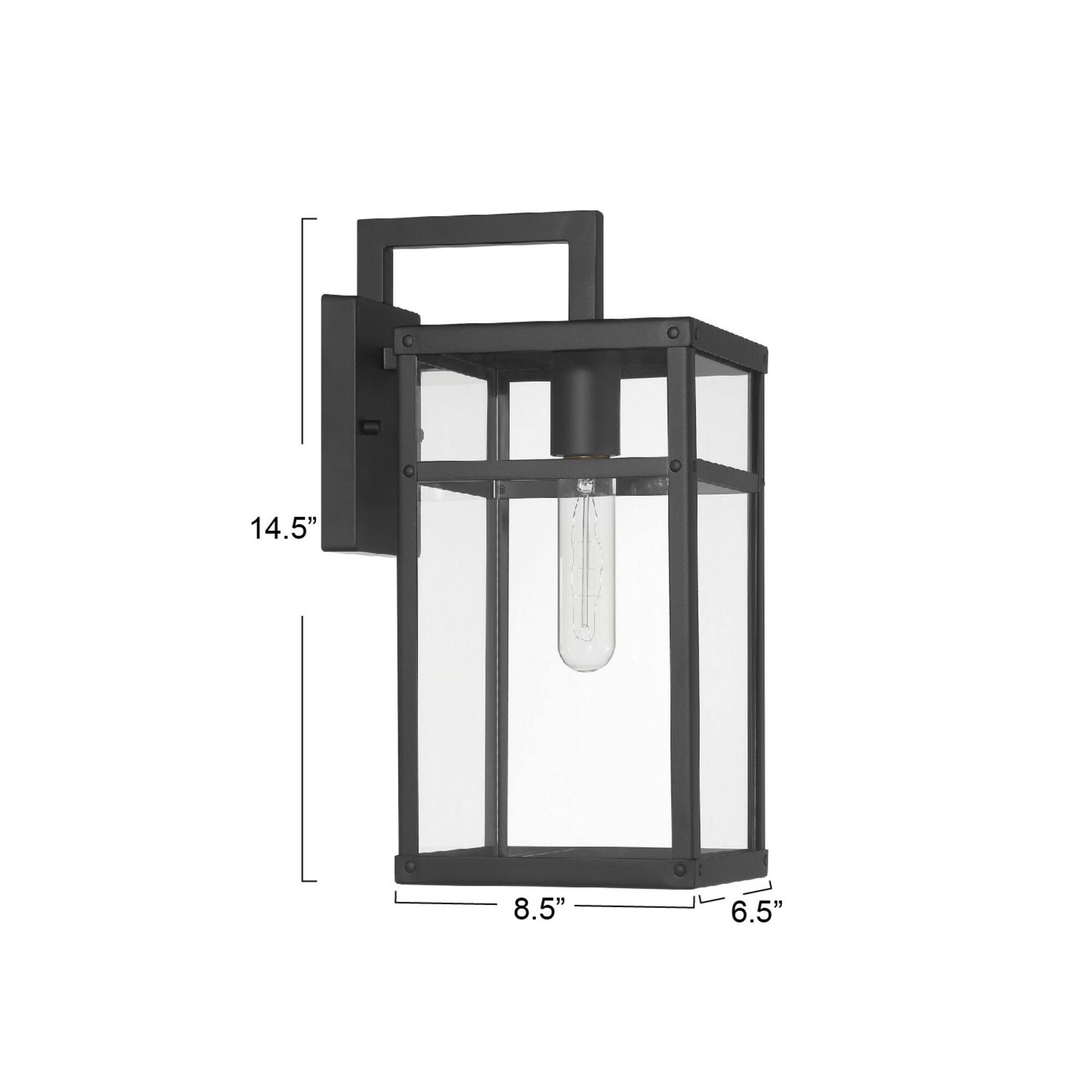 Hello Honey® Blake Black Modern Metal & Clear Glass Paneled Wall Mounted Outdoor Light